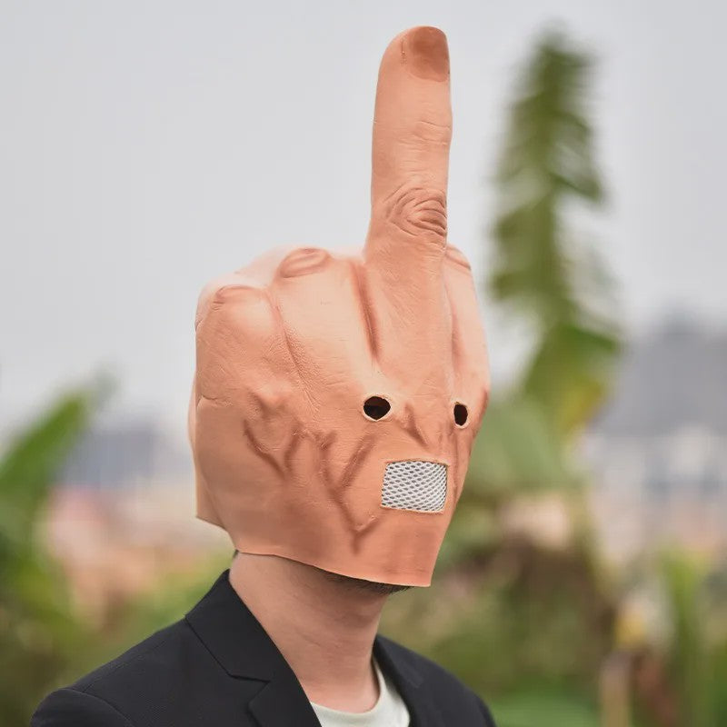 Grappig Middenvinger Masker - Latex Hoofddeksel voor Feestjes, Halloween & Pranks