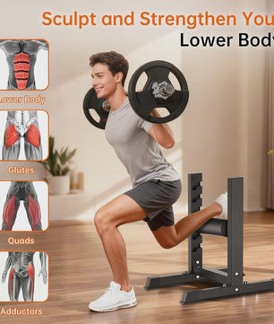 Heavy Duty Bulgarian Split Squat Stand - 350 LBS Capaciteit, 6-Niveau Hoogteverstelling voor Krachttraining Thuis