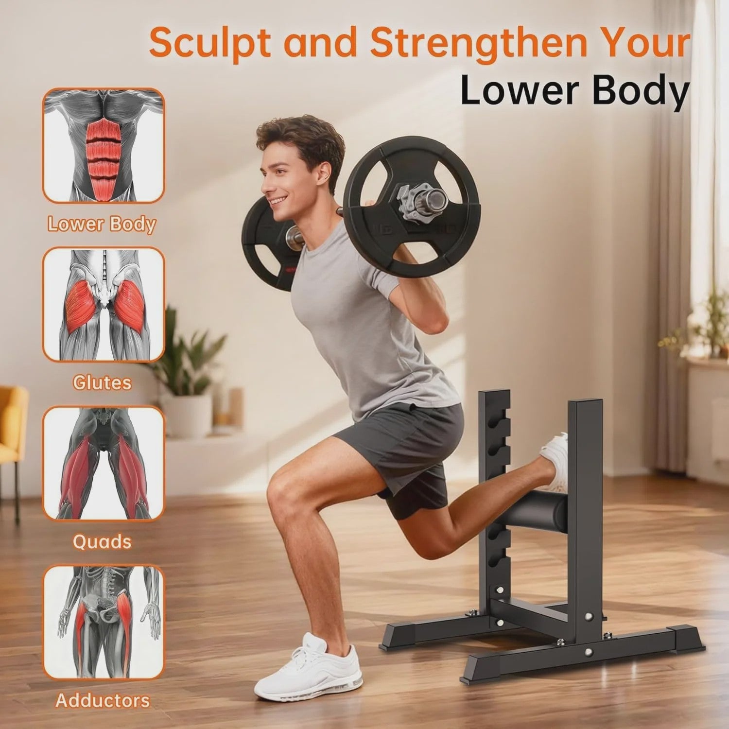 Heavy Duty Bulgarian Split Squat Stand - 350 LBS Capaciteit, 6-Niveau Hoogteverstelling voor Krachttraining Thuis
