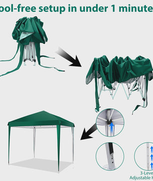Pop-up Gazebo Tent 3x3M - UV & Regenbestendig, Verstelbare Hoogte, Inclusief Draagtas