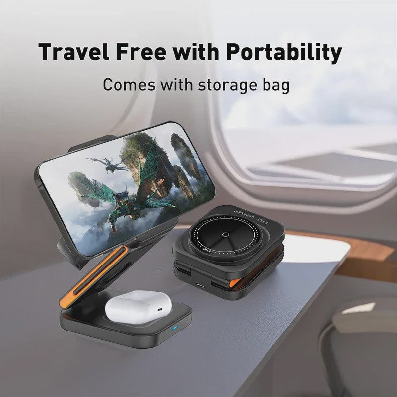 3-in-1 Magnetische Oplaadstation voor iPhone, Apple Watch & AirPods - Opvouwbaar