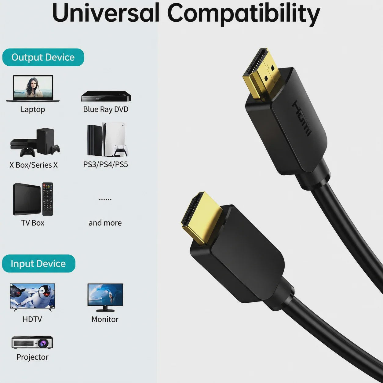 HDMI 2.1 Kabel 1M - 8K 60Hz, 4K 240Hz, 48Gbps, HDR, eARC - Gevlochten Nylon