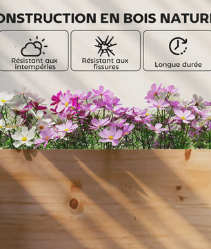 Outsunny Verhoogd Houten Bed voor Groenten & Kruiden - 234x25 cm - 4 Vakken