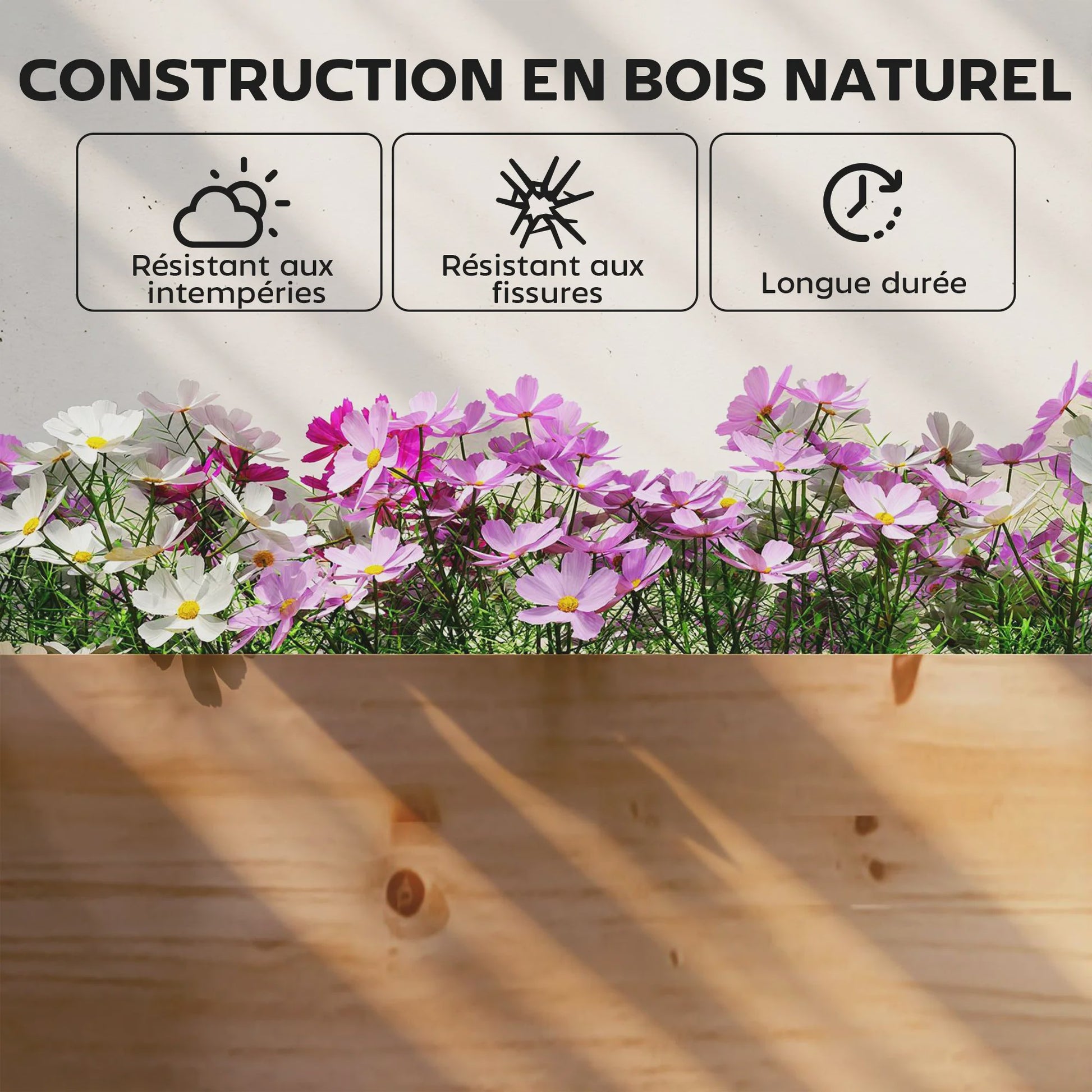 Outsunny Verhoogd Houten Bed voor Groenten & Kruiden - 234x25 cm - 4 Vakken