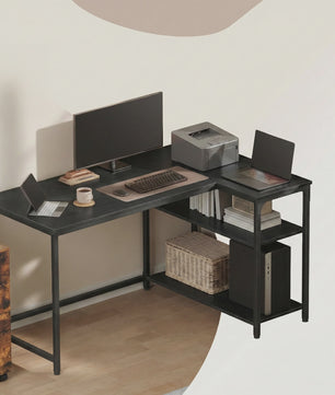 L-vormig Bureau met 3 Planken - 120 x 80 cm Hoekbureau voor Computer & Werk