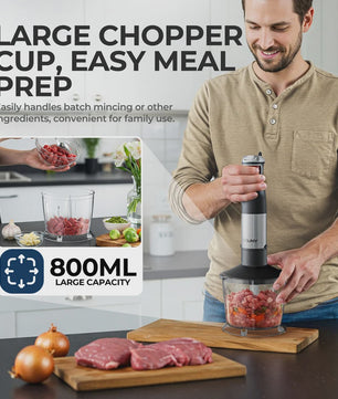 Krachtige 6-in-1 Hand Blender met 1500W Motor en Roestvrijstalen Bladen