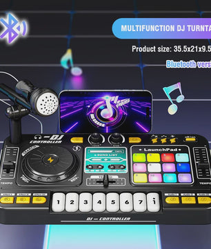 Kinder DJ Mixer met Microfoon, Piano Keyboard & Bluetooth - Interactief Muziekspeelgoed