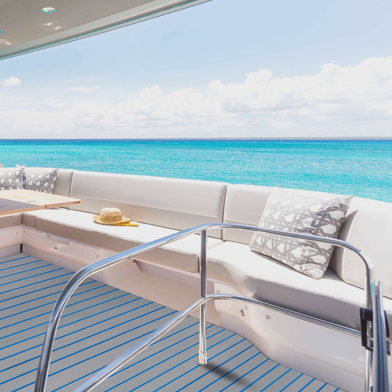 EVA Bootdekmat Antislip 240x60/90cm - Waterdicht Faux Teak Vloerbedekking
