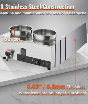 Professionele Dubbele Soepwarmer 1200W - 2x 7.4QT RVS - Buffet & Restaurant