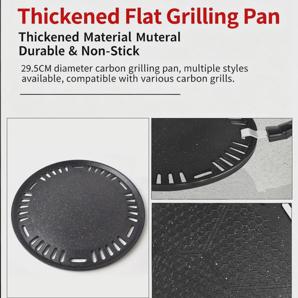 Ronde Grillplaat 29.5cm - Non-stick Aluminium voor Korean BBQ, Camping & Inductie