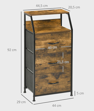 Industriële Ladekast met 3 Lades en 2 Open Planken - 44x29x92 cm