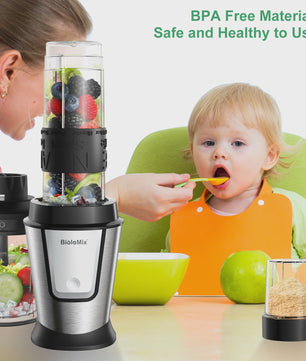 BioloMix 700W Compacte Keuken Blender: 3-in-1 Juicer, Food Processor & Grinder