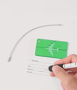 Aluminium Bagagelabel met Vliegtuig Design - Anti-verlies Kofferlabel