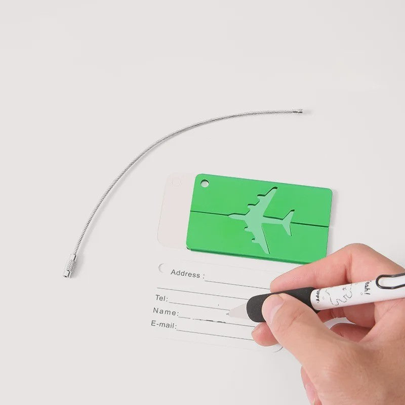 Aluminium Bagagelabel met Vliegtuig Design - Anti-verlies Kofferlabel