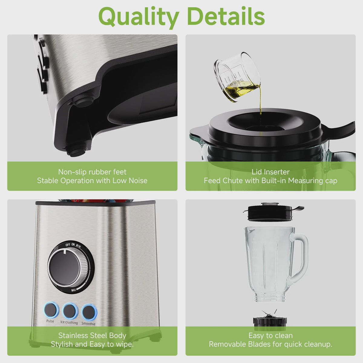 BioloMix 3-in-1 Blender: Krachtige 1300W Smoothie Maker, Grinder & Babyvoeding Blender