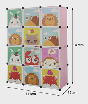 Kinder Kledingkast Uitbreidbaar met Deuren & Hangers - 111x37x147 cm
