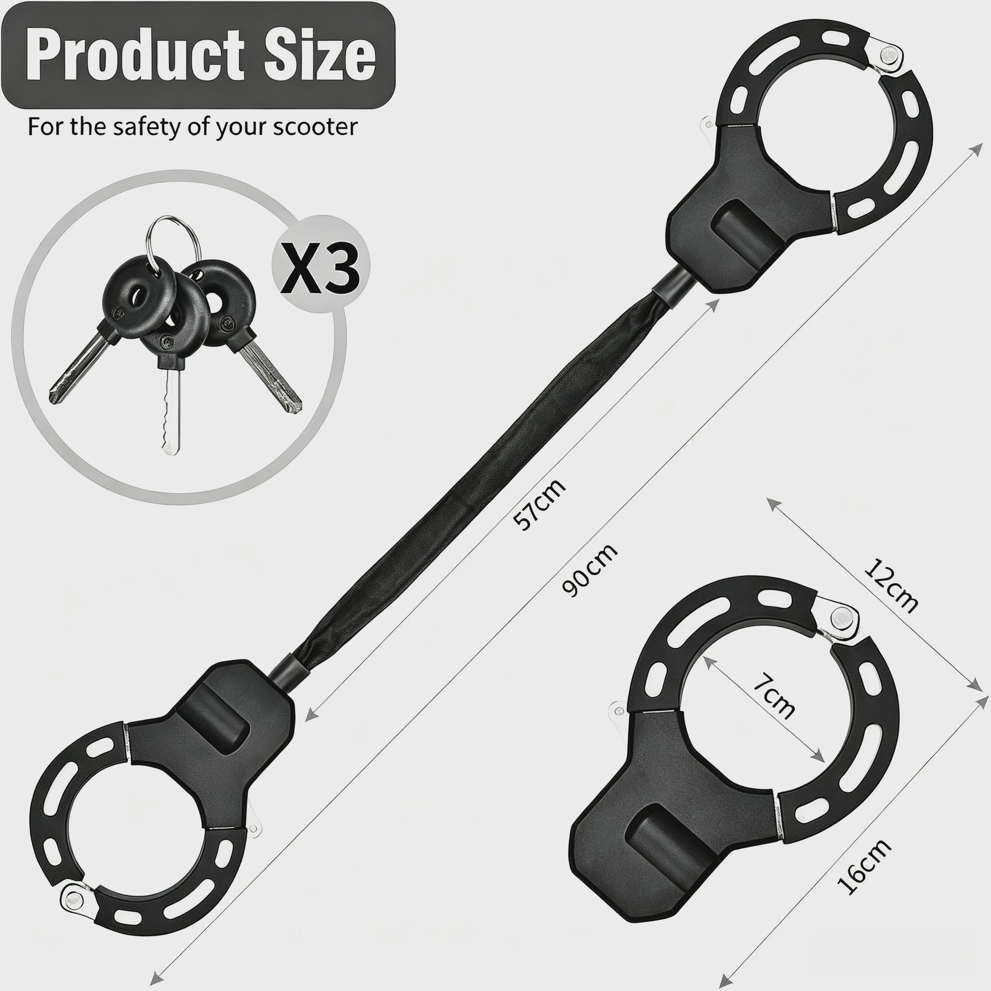 Verstelbaar Kettingslot met Manchet Design - Anti-diefstal Beveiliging voor Scooters, Fietsen en Motoren