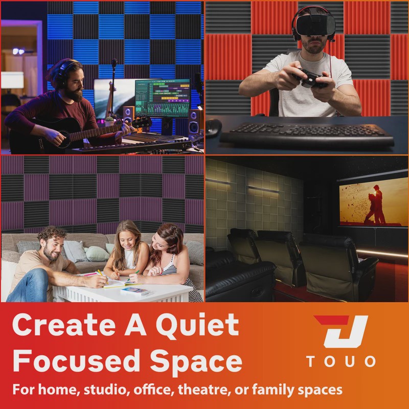 TOUO Akoestisch Schuim Panelen - Geluidsisolatie & Absorptie voor Studio, KTV, Kantoor (6-24 Stuks)