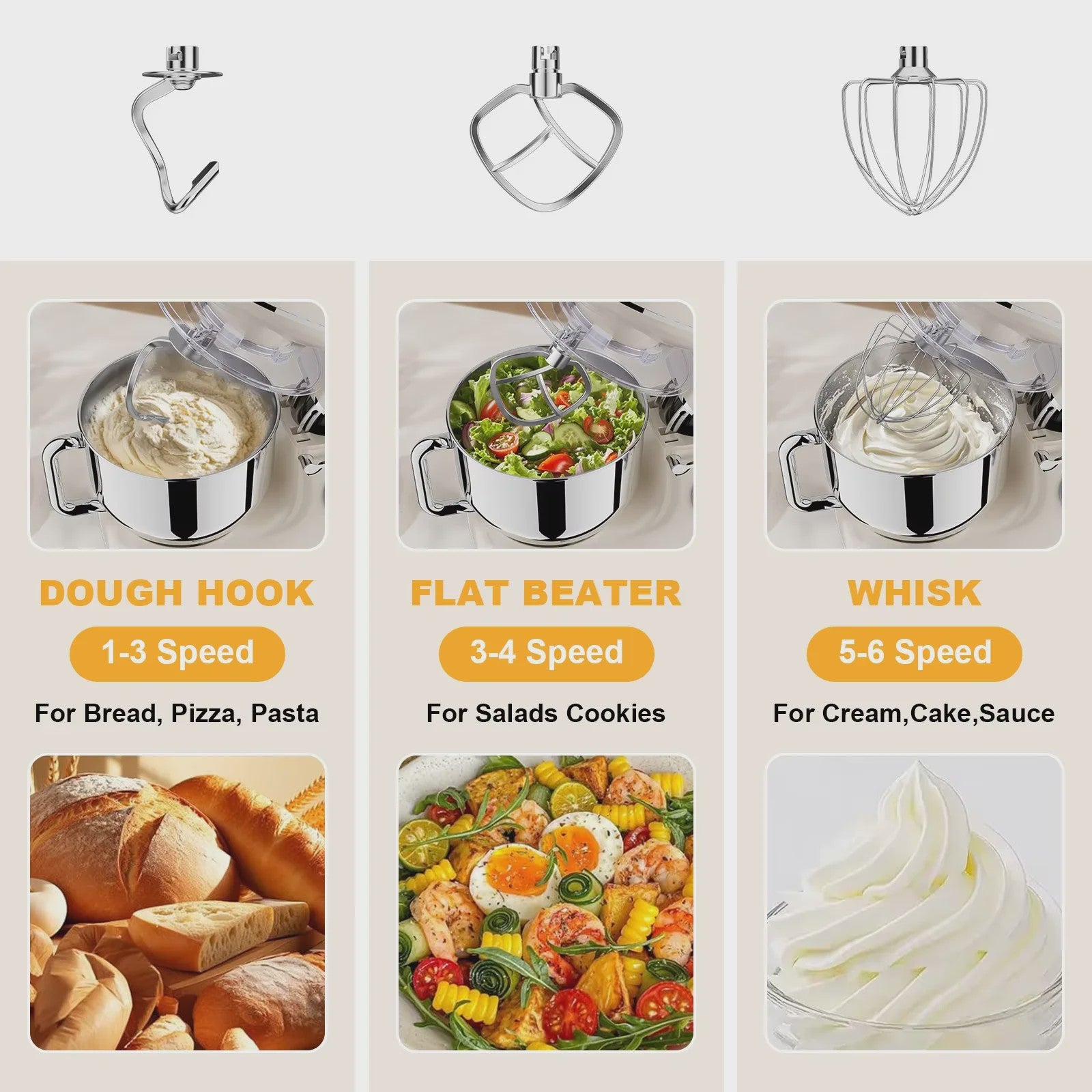 1900W Multifunctionele Planeetmixer met Vleesmolen & Blender - 6 Snelheden & LED Display