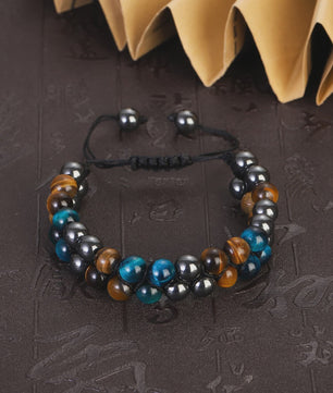 Handgemaakte Tijgeroog & Blauwe Steen Armband - Natuursteen Kralen (8mm)
