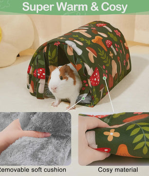 Wasbare Cavia Tunnel met Gordijntjes - Knus Holletje voor Hamsters & Kleine Huisdieren