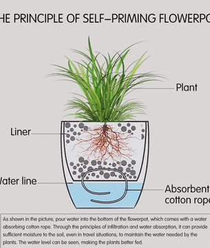 Self Watering Planter Self-watering Pot with Water Level Indicator White Self Watering Planter Modern Decorative Planter Pot