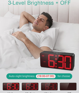 ORIA Digitale Wekker - Batterijgevoed met Groot LED Display, Dubbel Alarm & Snooze