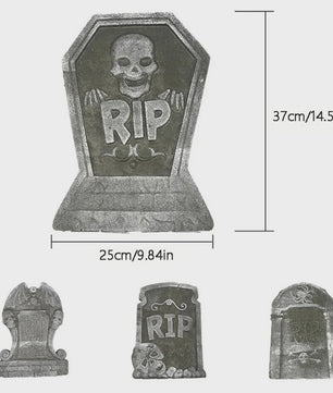 4x Halloween Grafsteen Decoratie - RIP Schedel Grafsteen voor Tuin & Feest