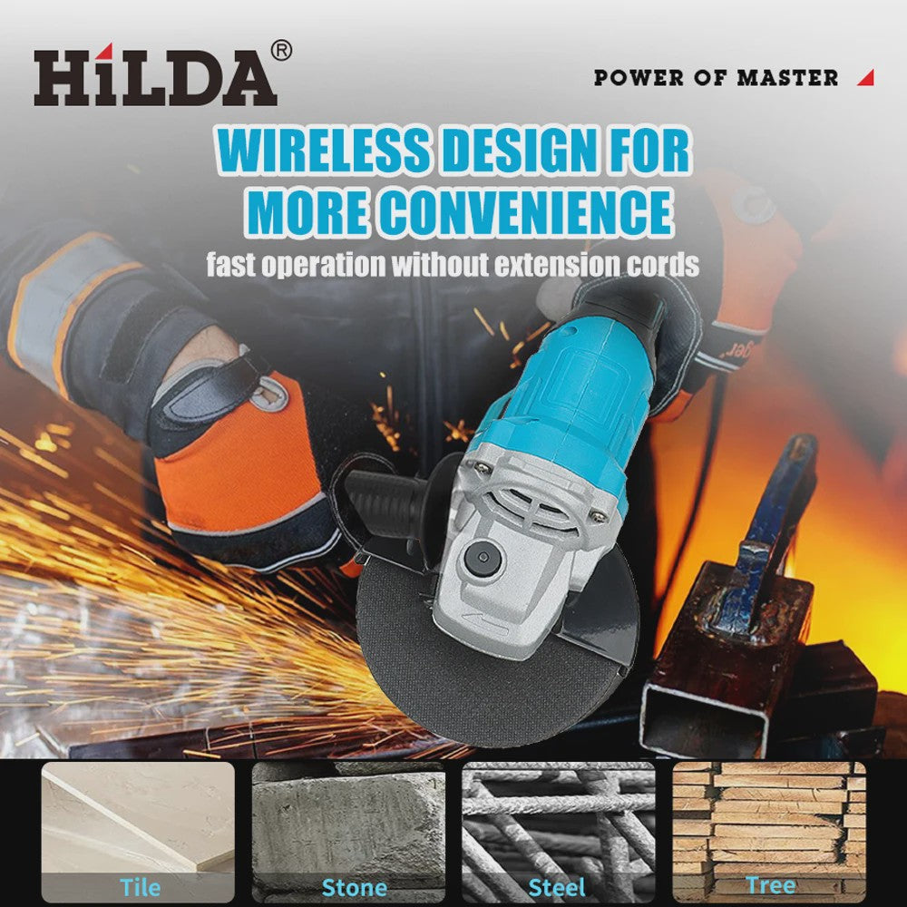Krachtige HILDA 21V Brushless Haakse Slijper - Snoerloos Polijstmachine (Makita Accu Compatibel)