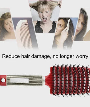 Professionele Haarborstel met Varkenshaar & Nylon - Ontklit Nat & Krullend Haar - Salon Kwaliteit Styling Tool