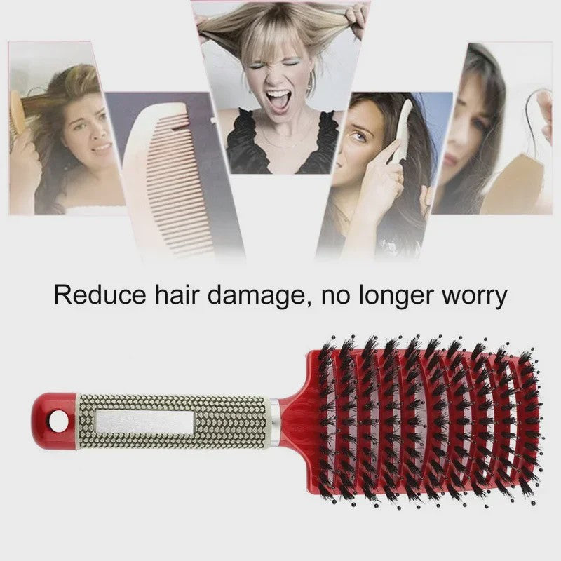 Professionele Haarborstel met Varkenshaar & Nylon - Ontklit Nat & Krullend Haar - Salon Kwaliteit Styling Tool