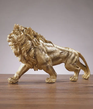 Gouden Leeuw Koning Resin Beeld - Luxe Dieren Decoratie voor Huis & Kantoor