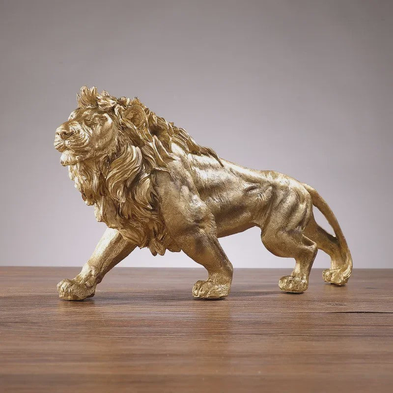 Gouden Leeuw Koning Resin Beeld - Luxe Dieren Decoratie voor Huis & Kantoor