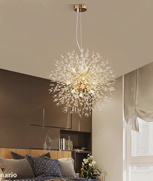 Moderne Kristallen Plafondlamp Ster Vuurbal Dandelion - Sfeervol LED Licht voor Woonkamer & Restaurant