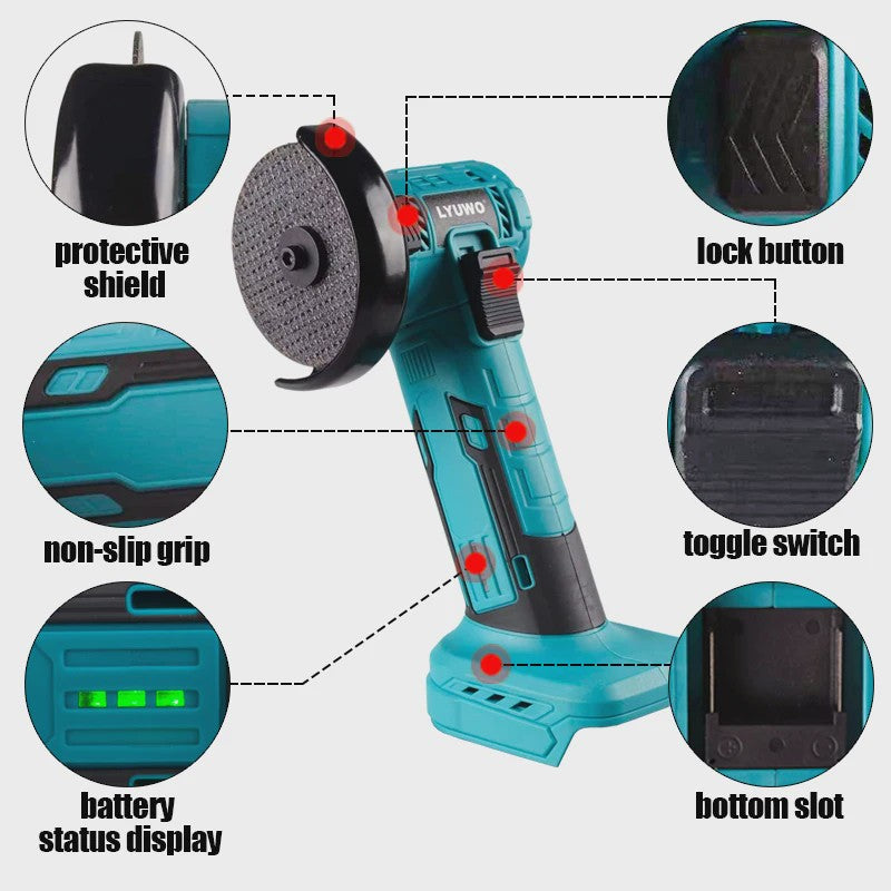 Draadloze Haakse Slijper 3 Inch - Krachtig Gereedschap voor Metaal, Hout & Auto Reparatie