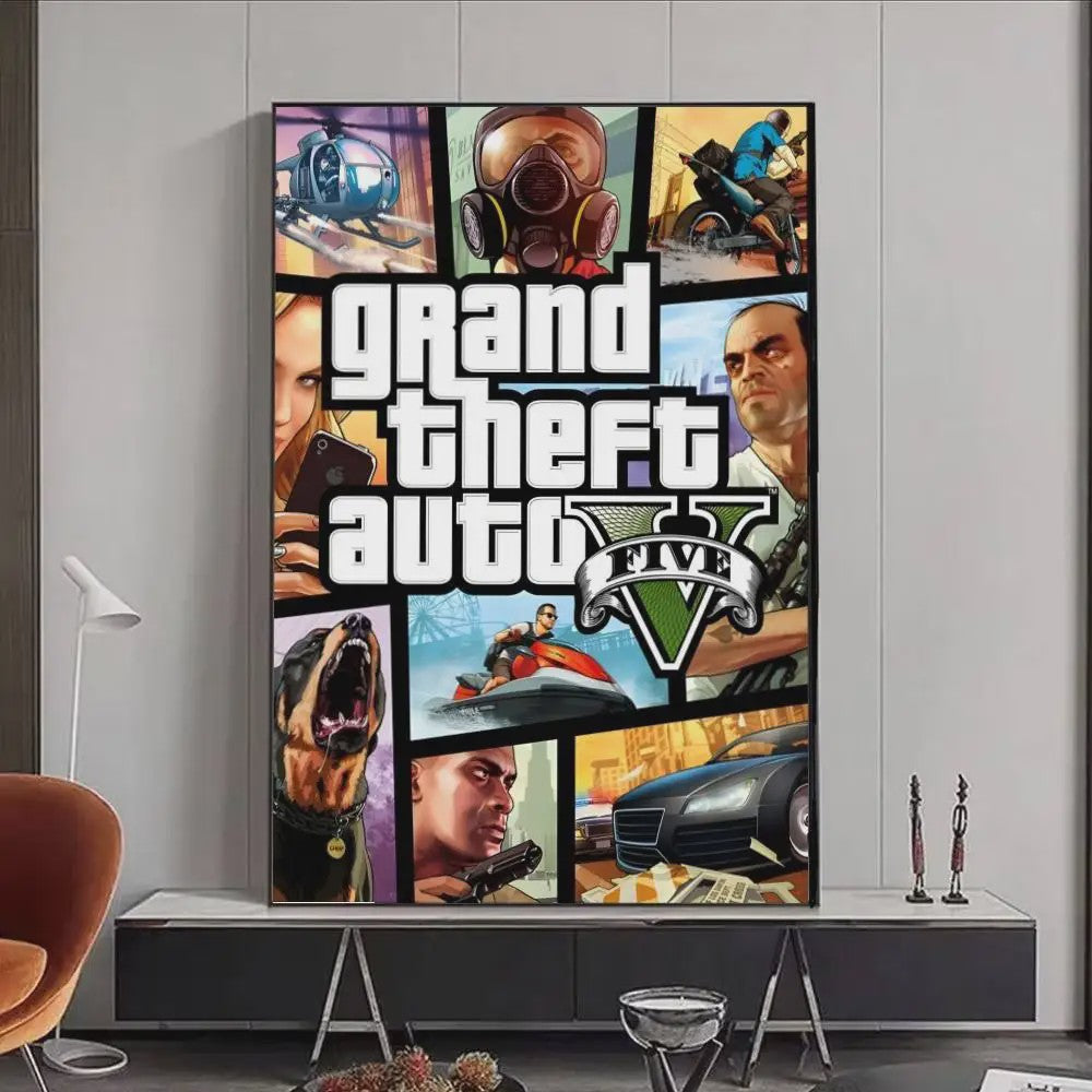 Grand Theft Auto Game Posters - Zelfklevend Muurdecoratie voor Fans