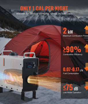 2KW Diesel Luchtverwarmer 12V/24V - All-in-One met Afstandsbediening & CO Alarm