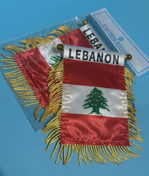 Libanon Vlag voor Autoraam - 8x12cm Polyester Dubbelzijdig Bedrukt Mini Vlaggetje