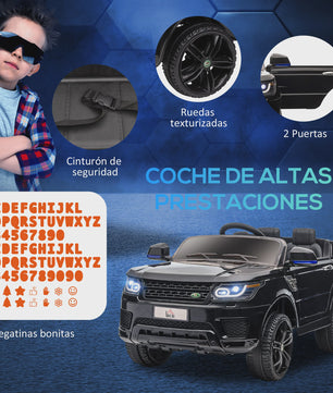Elektrische Kinderauto met Afstandsbediening - 12V, 2 Motoren, Zwart (3-6 Jaar)