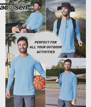 TACVASEN Heren UV-Bescherming T-shirt Lange Mouw - UPF 50+ Sneldrogend & Ademend