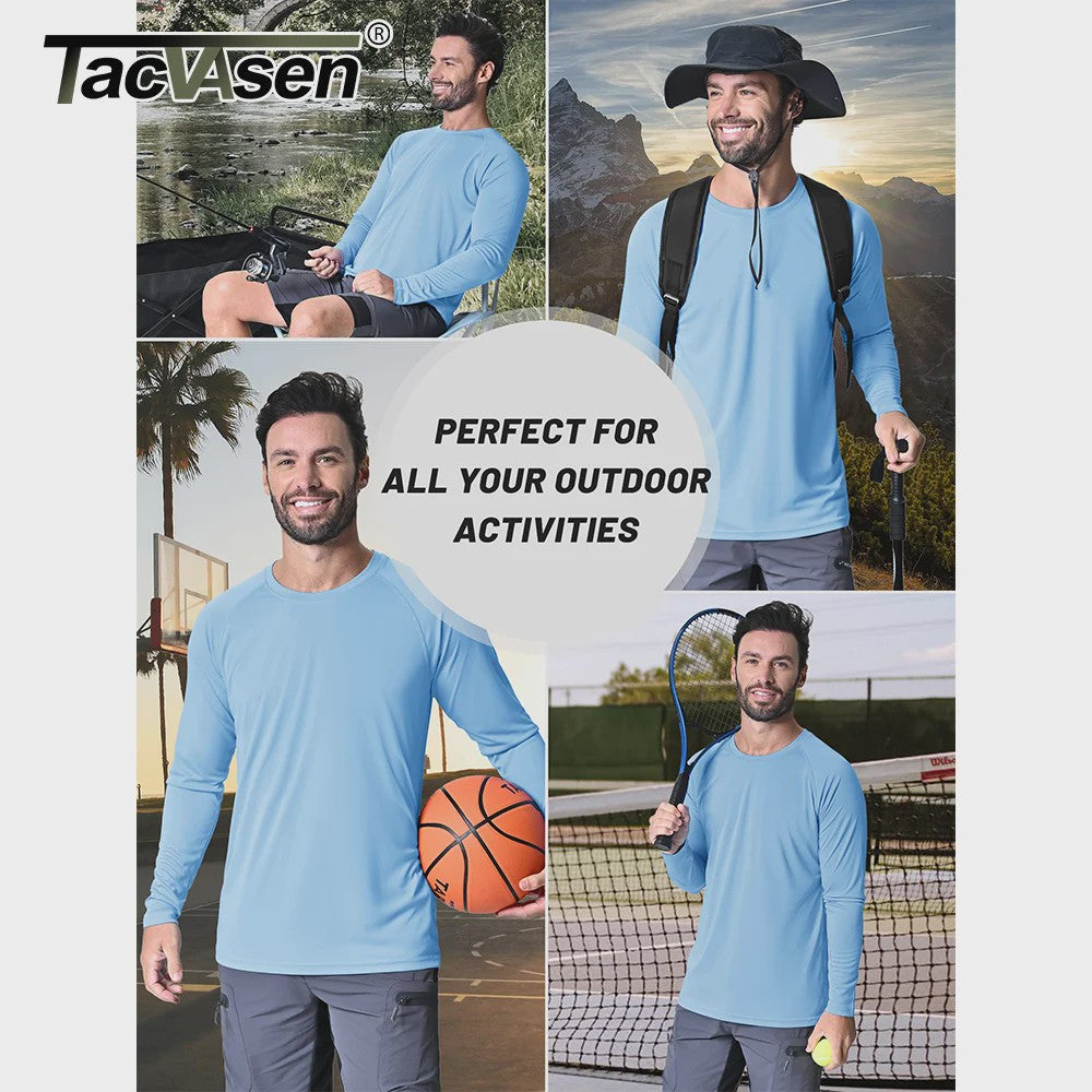 TACVASEN Heren UV-Bescherming T-shirt Lange Mouw - UPF 50+ Sneldrogend & Ademend