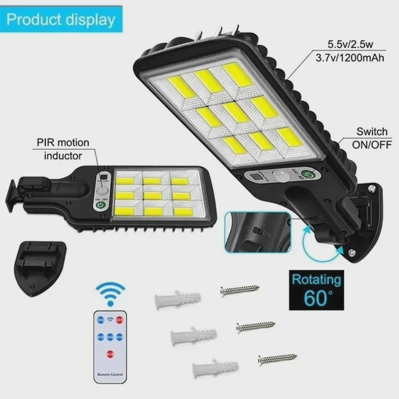 Krachtige LED Solar Buitenlamp met Bewegingssensor - Tuin, Terras, Garage