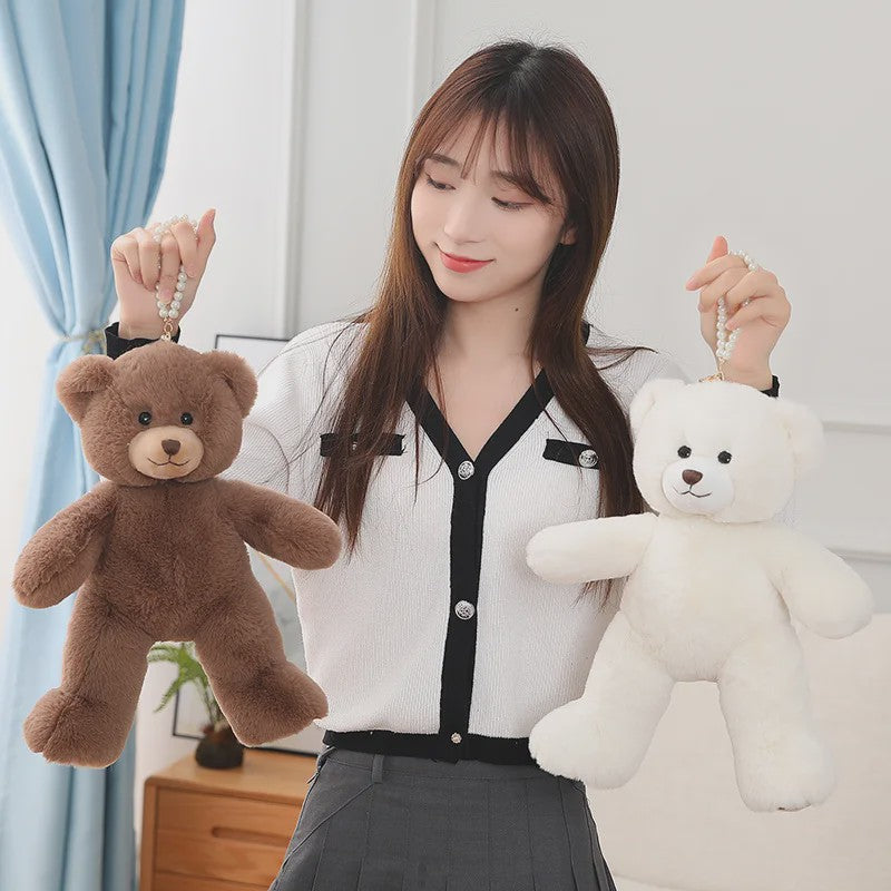 Kawaii Teddybeer Pluche Kussen met Strik - 25/35cm