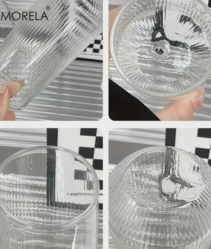 Set van 4 of 6 Hittebestendige Glazen Mokken met Verticale Ribbels - Koffie, Thee, Water, Sap