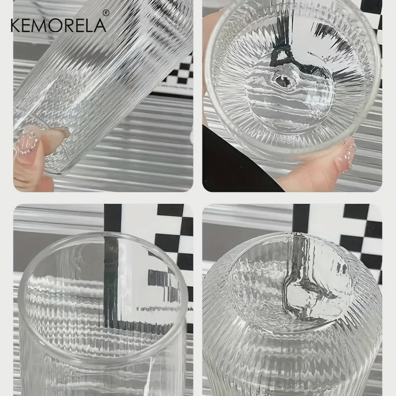 Set van 4 of 6 Hittebestendige Glazen Mokken met Verticale Ribbels - Koffie, Thee, Water, Sap