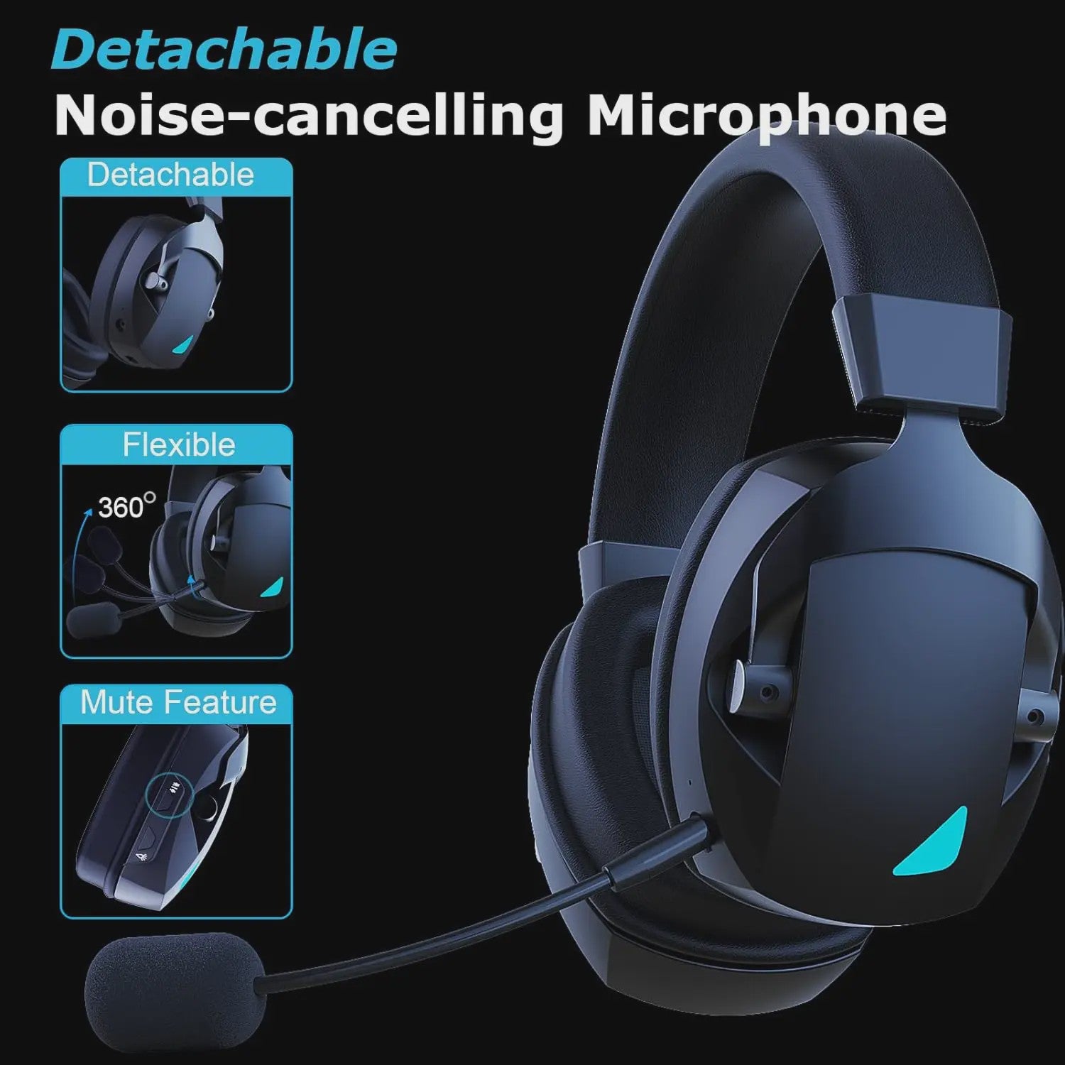 Draadloze Gaming Headset met Noise Cancelling Microfoon - 2.4G, Bluetooth & USB/3.5mm