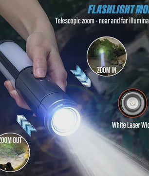Multifunctionele Campinglamp & Zaklamp 2-in-1, USB Oplaadbaar met Haak