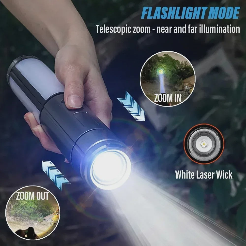 Multifunctionele Campinglamp & Zaklamp 2-in-1, USB Oplaadbaar met Haak