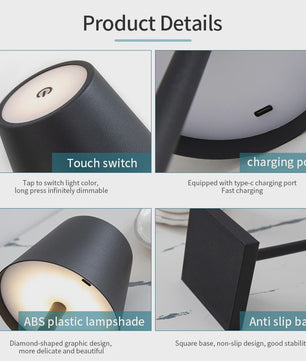 Oplaadbare LED Tafellamp met Touch Dimmer - Sfeervolle Verlichting