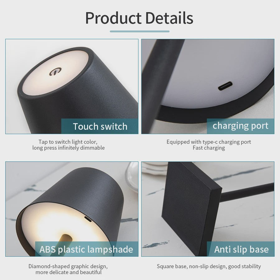 Oplaadbare LED Tafellamp met Touch Dimmer - Sfeervolle Verlichting